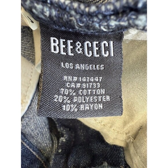 NWT Bee & Ceci Blue Skinny Fit Frayed Distressed Stretch Denim Shorts Women Sz 7 - Picture 7 of 9